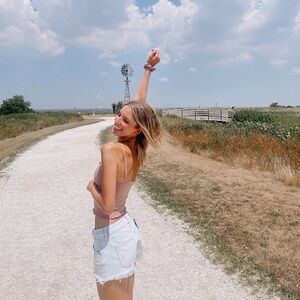 Free People Ruffled Ribbed Camisole - Soft Pink
